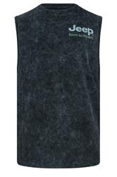 BadRhino Big & Tall Black Acid Wash 'Jeep' Graphic Vest