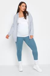 BUMP IT UP MATERNITY Plus Size Blue Acid Wash Leggings | Yours Clothing 1