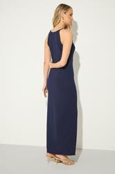 LTS Tall Women's Navy Blue High Neck Midi Dress | Long Tall Sally  2