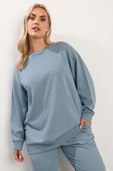 YOURS Plus Size Dusky Blue Sweatshirt | Yours Clothing 3