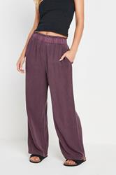 PixieGirl Petite Women's Purple Acid Wash Wide Leg Trousers | PixieGirl 1