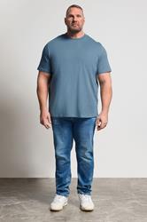 JACK & JONES Big & Tall Blue Mirage Basic T-Shirt | BadRhino 1
