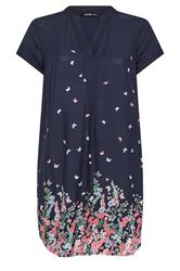 YOURS Plus Size Navy Blue Floral Tunic Dress | Yours Clothing 5