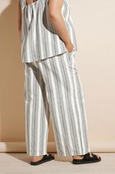 YOURS Plus Size White Stripe Belted Wide Leg Linen Trousers | Yours Clothing 5