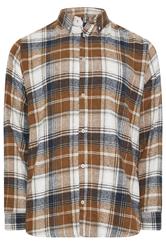 BadRhino Big & Tall Tan Brown & Navy Blue Brushed Checked Shirt