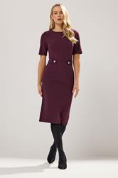 LTS Tall Berry Red Tailored Button Midi Dress | Long Tall Sally 3