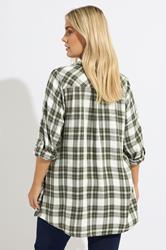 YOURS Plus Size Green Check Overhead Shirt | Yours Clothing 2