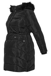 BUMP IT UP Maternity Curve Black Panelled Puffer Midi Coat
