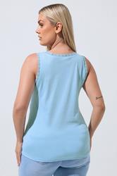LIMITED COLLECTION Plus Size Blue Lace Trim Vest Top | Yours Clothing 2