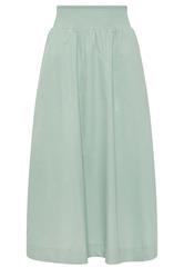 PixieGirl Petite Sage Green Poplin Shirred Cotton Maxi Skirt