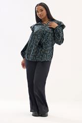 YOURS Plus Size Blue Ditsy Floral Print Frill Top | Yours Clothing 1
