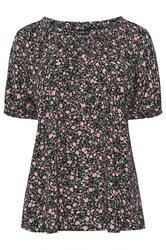 YOURS Curve Pink Textured Ditsy Floral Print Top