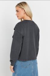 PixieGirl Petite Women's Grey Acid Wash Cross Over Cotton Sweatshirt | PixieGirl 2