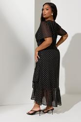 YOURS LONDON Plus Size Black Metallic Dobby Wrap Dress | Yours Clothing  2