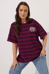 YOURS Plus Size Red Stripe Daisy Print T-Shirt | Yours Clothing 1