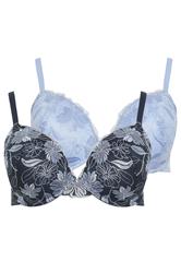 YOURSET 2 PACK Plus Size Navy Blue Embroidered Floral Padded Bras | Yours Clothing 7