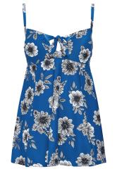 YOURS Plus Size Blue Floral Print Tummy Control Swim Dress | Yours Clothing 8
