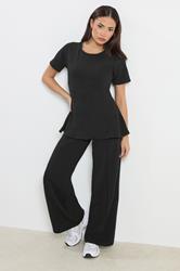 PixieGirl Petite Women's Black Cotton Cinched Waist Top | PixieGirl 1