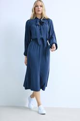 LTS Tall Blue Acid Wash Tie Neck Midi Dress | Long Tall Sally 3