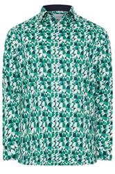 BadRhino Tailoring Big & Tall Green Premium Geometric Long Sleeve Shirt