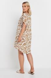 YOURS Plus Size Natural Brown Floral Print Tunic Dress | Yours Clothing 2