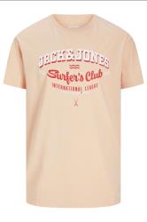 JACK & JONES Big & Tall Peach Orange 'Surfer's Club' Printed T-Shirt