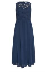 YOURS LONDON Curve Navy Blue Lace Bodice Maxi Dress