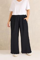 EVANS Plus Size Black Textured Wide Leg Trousers | Evans 3