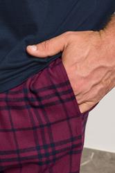 BadRhino Big & Tall Navy Blue Check Pyjama Set | BadRhino 2