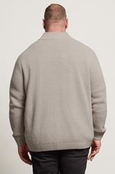 BadRhino Big & Tall Natural Brown Wool Zip Through Jumper | BadRhino 2