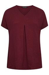 EVANS Curve Berry Red Pleat Front Swing Top