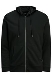 JACK & JONES Big & Tall Black Plain Zip Through Hoodie