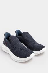 D555 Navy Hands Free Shoes With Knitted Top