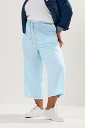 YOURS Plus Size Light Blue Wide Leg Linen Culottes | Yours Clothing 3