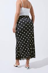 LIMITED COLLECTION Plus Size Black Polka Dot Lace Hem Skirt | Yours Clothing 2