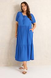 EVANS Plus Size Cobalt Blue Tiered Dress | Evans 1