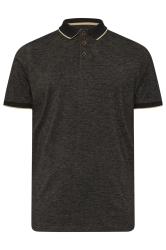 BadRhino Big & Tall Black Textured Tipped Polo Shirt