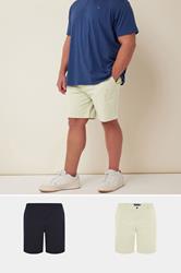 BadRhino Big & Tall 2 PACK Stone Brown & Navy Blue Stretch Chino Shorts | BadRhino 2