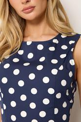 M&Co Navy Blue Polka Dot Fit & Flare Cotton Maxi Dress | M&Co 4