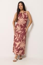 M&Co Petite Orange Floral Print Halter Neck Mesh Maxi Dress | M&Co 3