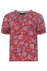 M&Co Petite Orange Abstract Print Scoop Neck Top | M&Co 6