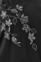 YOURS Plus Size Black Floral Oversized Sequin Top | Yours Clothing 4