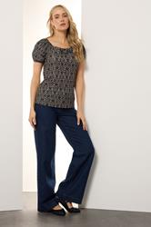 LTS Tall Black Geometric Tie Front Top | Long Tall Sally 3