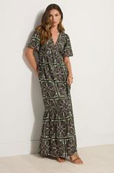 LTS Tall Green Tile Print V-Neckline Maxi Dress | Long Tall Sally 2