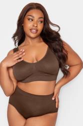 Brown Seamless Light Control High Waisted Full Briefs | Yours Clothing 1