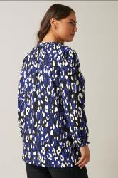 EVANS Plus Size Blue Animal Print Jersey Crepe Blouse | Evans 4