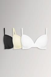 YOURSET 3 PACK Plus Size Black & Yellow Moulded Underwired T-Shirt Bras | Yours Clothing 3