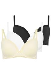 YOURSET 3 PACK Plus Size Black & Yellow Moulded Underwired T-Shirt Bras | Yours Clothing 9