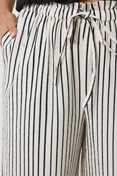YOURS Plus Size White Stripe Paper Bag Waist Trousers | Yours Clothing 4