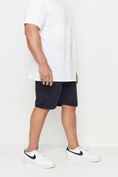 D555 Big & Tall Navy Blue Cotton Jogger Shorts | BadRhino 3